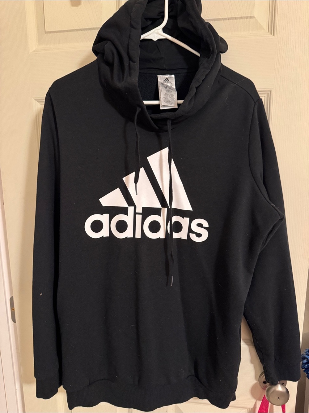 adidas Black Crewneck Hoodie with White Logo